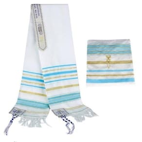 Talit messiânico azul piscina 55x180 cm - de israel