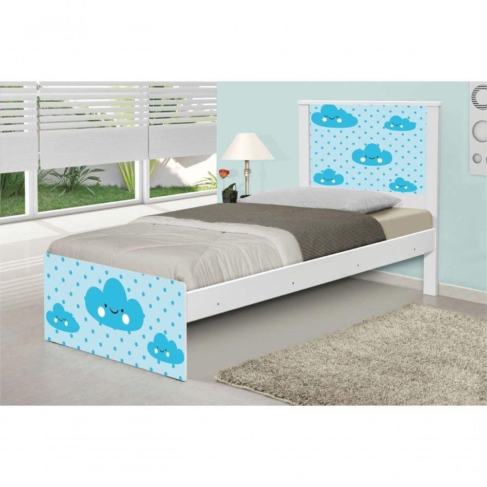 Cama Solteiro Adesivada Nuvem Menino