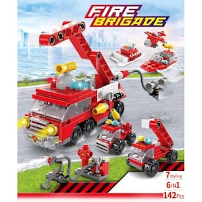 Blocos de montar bombeiros 142 peças 6 em 1