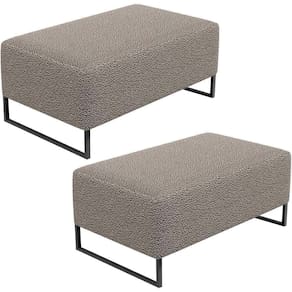 Kit 02 Puffs Decorativo Cléo 90Cm W01 Preto Bouclê Bege