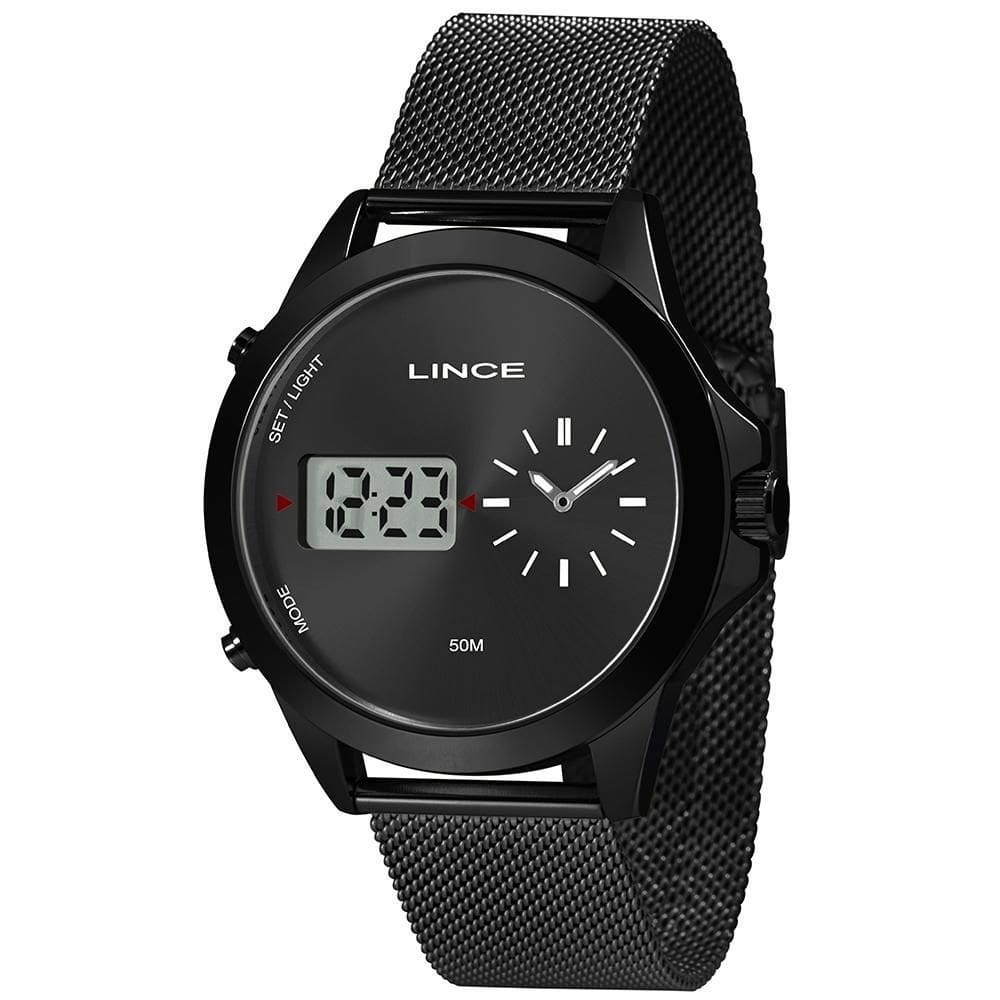 Relógio lince masculino preto digital analogico man4722l