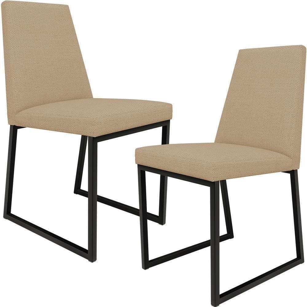 Kit 02 Cadeiras Sala De Jantar L02 Bege Escuro