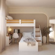 Beliche Multifuncional Solteiro Adulto com Escrivaninha Star Office Casatema Branco/Freijó