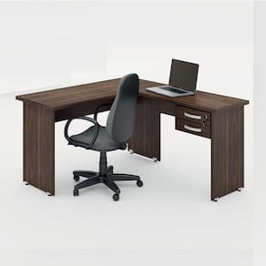 Mesa Em L Escritório Alfama Marrom