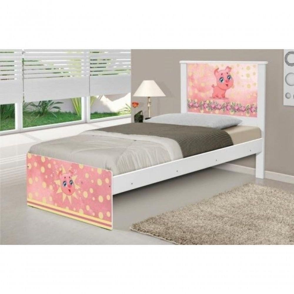 Cama Solteiro Adesivada Pig Com Colchão