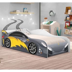 Mini Cama Run Car Cinza Com Colchão