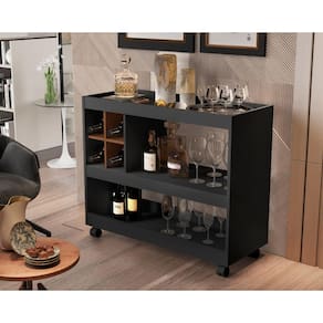 Aparador com adega sala bar gold luxo preto/caramelo