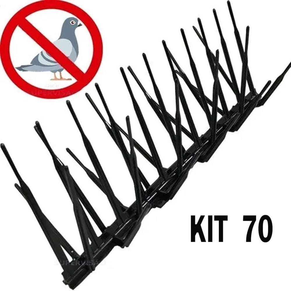Kit 70 espículas inibe aves policarbonato preto