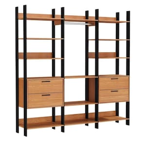 Guarda Roupa Closet Industrial 217Cm 4 Gavetas 100% Mdf Tw404 Freijó/Preto Fosco
