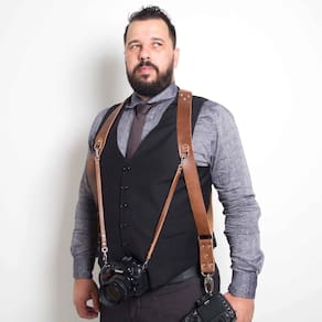 Alça dupla x-double couro cameras dslr double strap