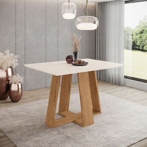 Mesa de Jantar 4 Lugares 1,2m Tampo MDF Canto Reto Lins Henn