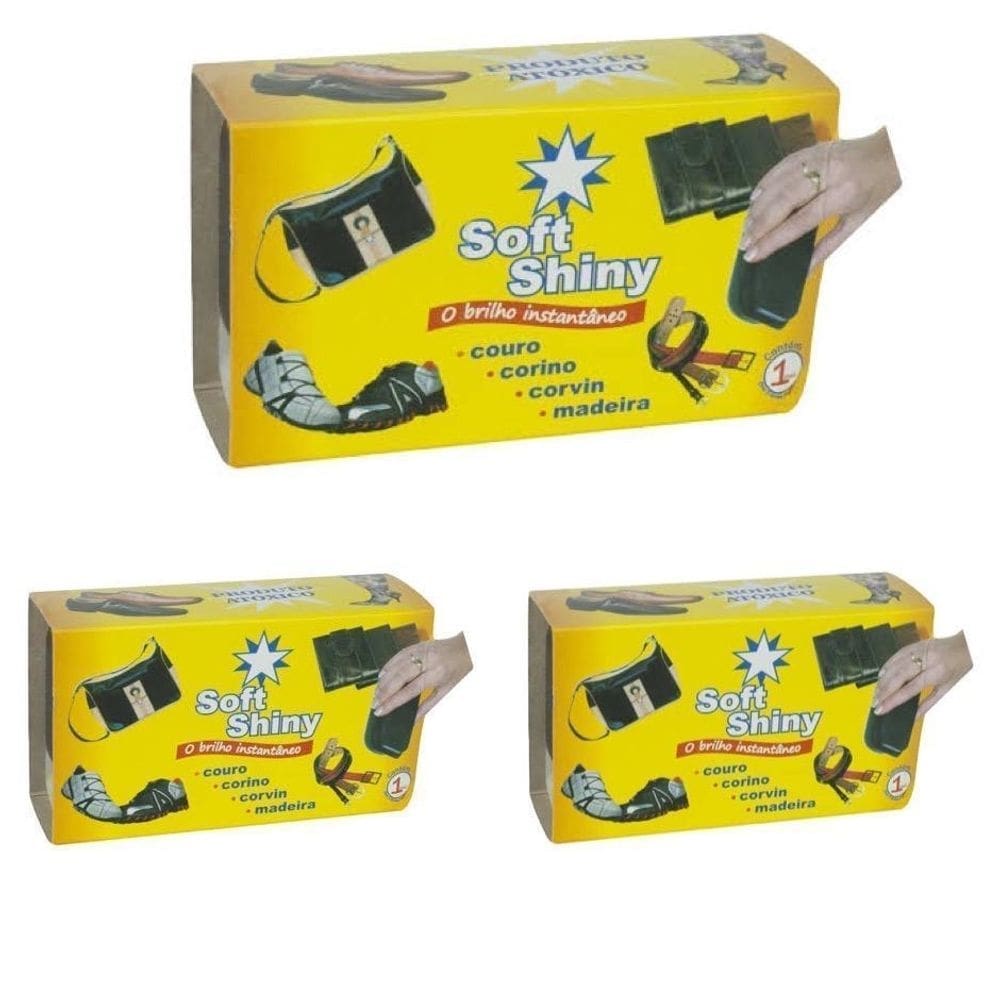 Kit c/03 soft shiny brilho instantâneo para sapatos, bolsas