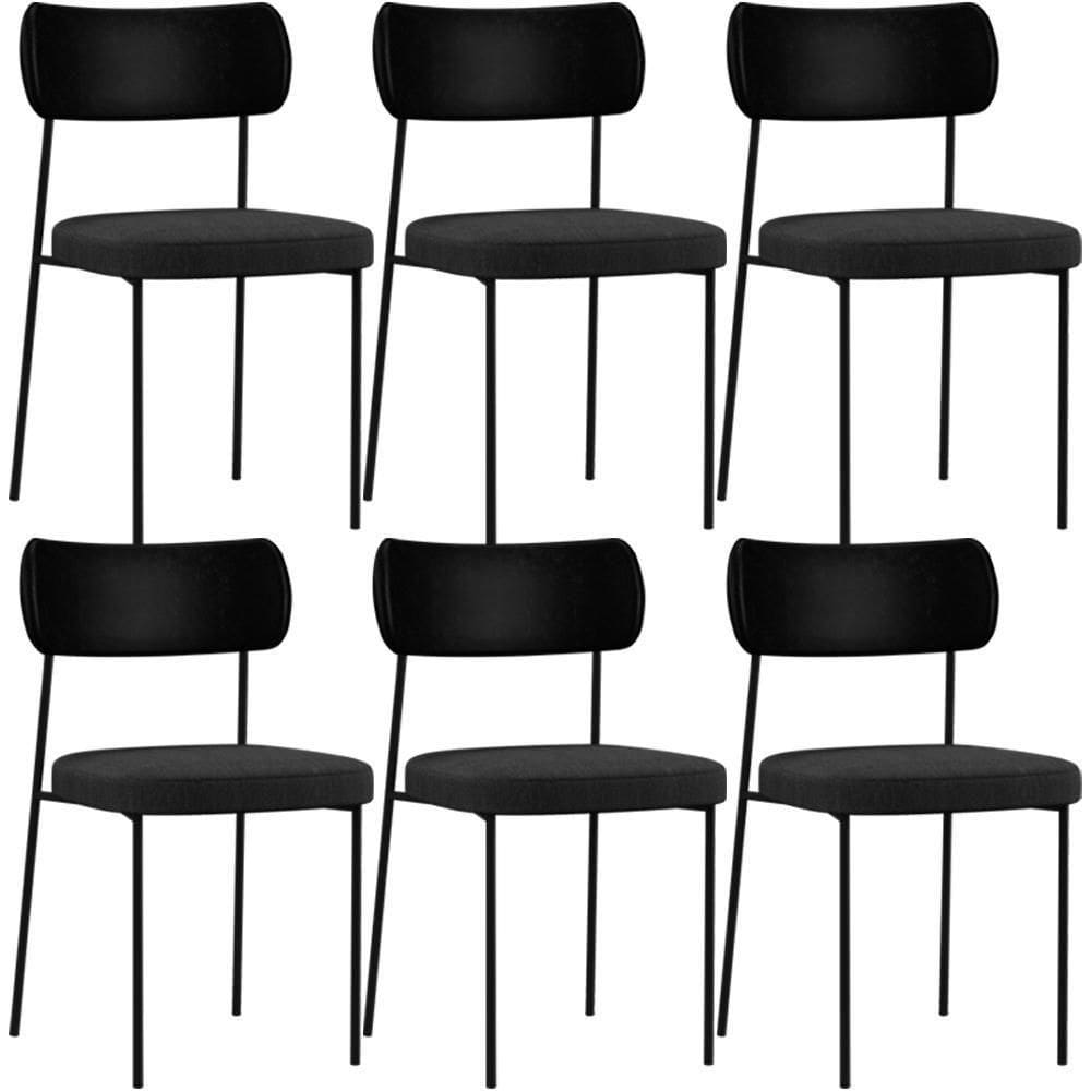 Kit 06 Cadeiras Para Sala De Jantar Melina L02 Preto Chumbo
