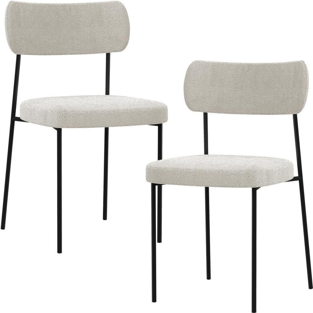 Kit 02 Cadeiras Para Sala De Jantar L02 Bouclê Creme