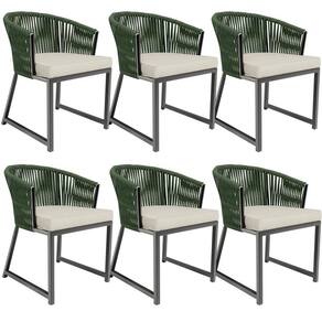 Kit 06 Cadeirass Para Área Gourmet Cozinha Bethari D04 Verde