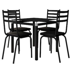 Jogo De Mesa Malva 75Cm E 4 Cadeiras 118 Preto