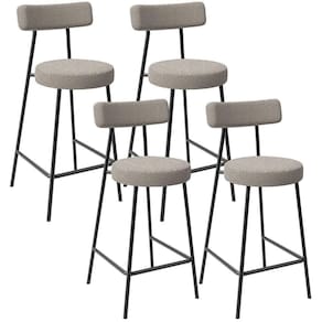 Kit 04 Banquetas Baixa Para Cozinha Sala De Jantar Bar Bancada Milão L02 Bouclê Creme