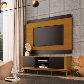 Rack Ripado 2 Portas Com Painel Para Tv Até 60 Polegadas Grécia 160cm Cor:cedro/preto Cedro/preto