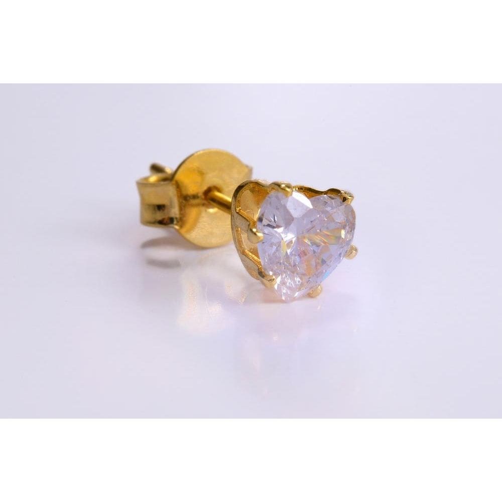 Brinco Zirconia De Coração Grande Folheado [F027]
