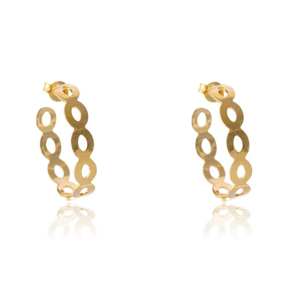 Brinco Argola Média Com Vazados Ovais Folheado [F027]