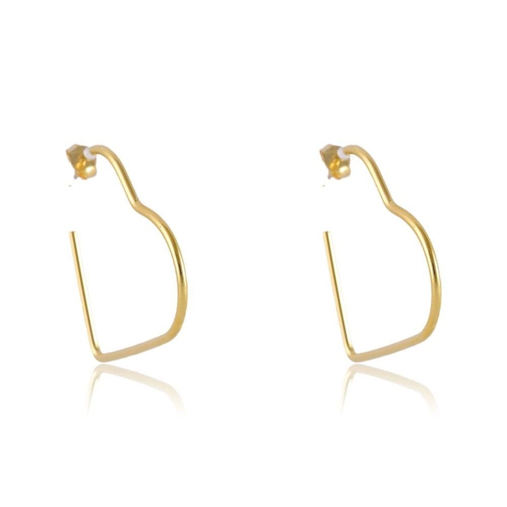 Brinco Argola Em Forma De Coração Folheado [F027]