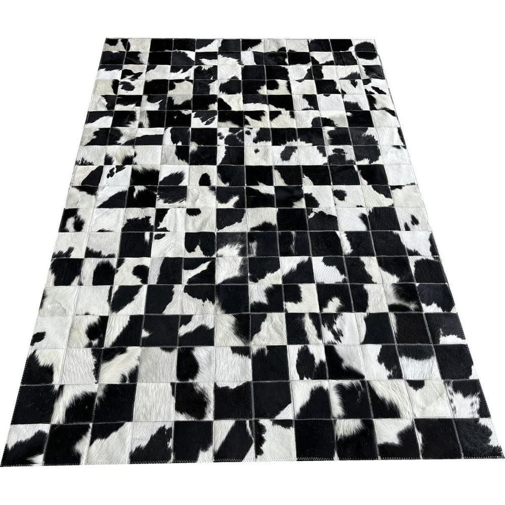 Tapete de couro preto branco malhado 1,20x1,80 s/b pç 10x10