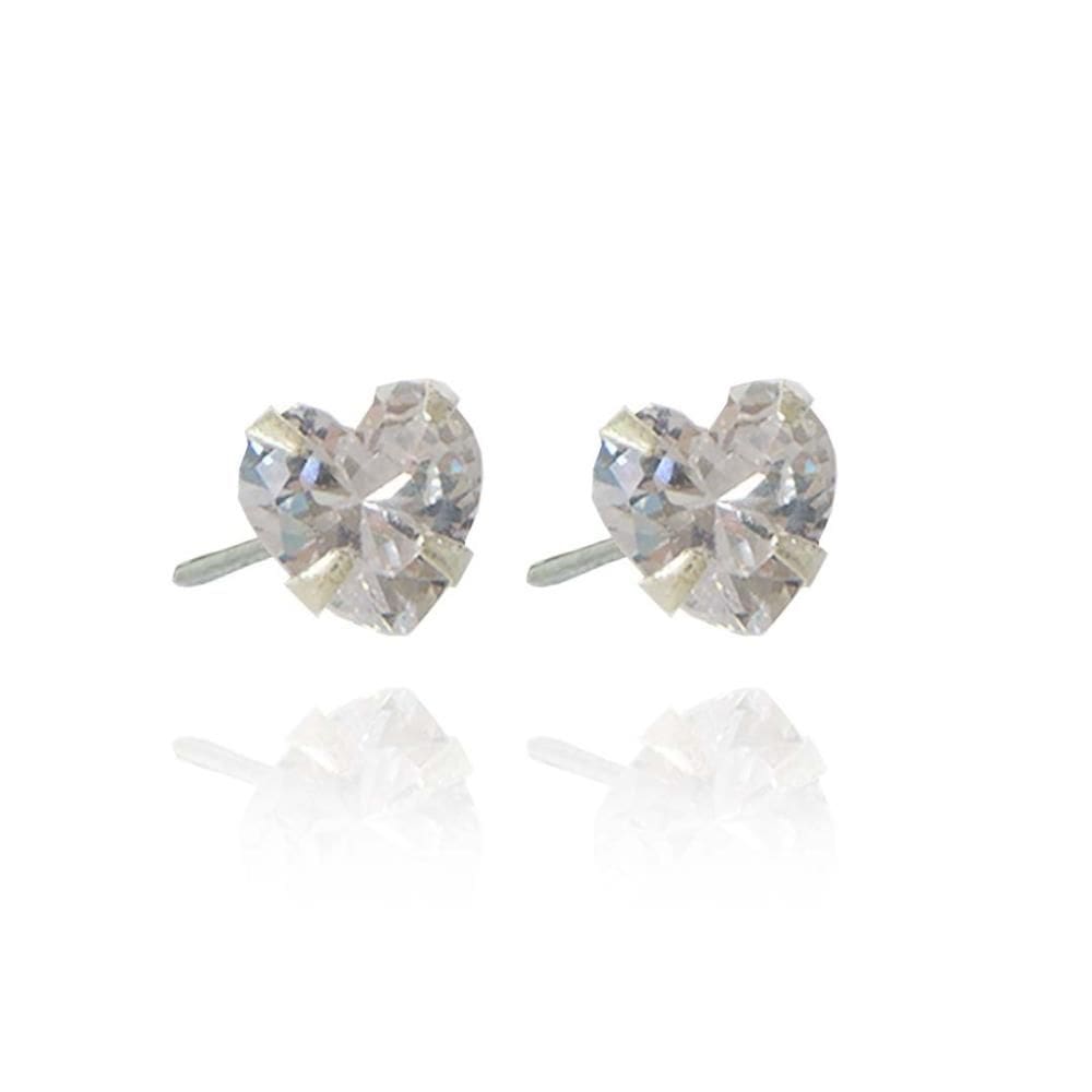 Brinco De Coração Grande Com Zircônia Em Prata 925 [F027]