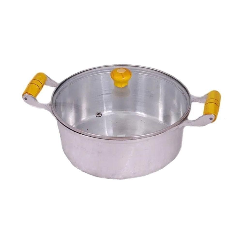 Caçarola Alumínio Fundido Alça Madeira Tampa De Vidro 20Cm