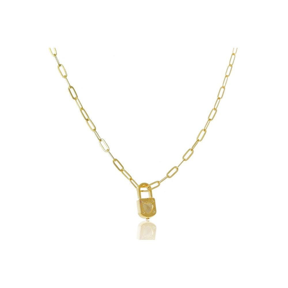 Colar  Corrente Cartier Pingente Cadeado Folheado Ouro 18k [F027]