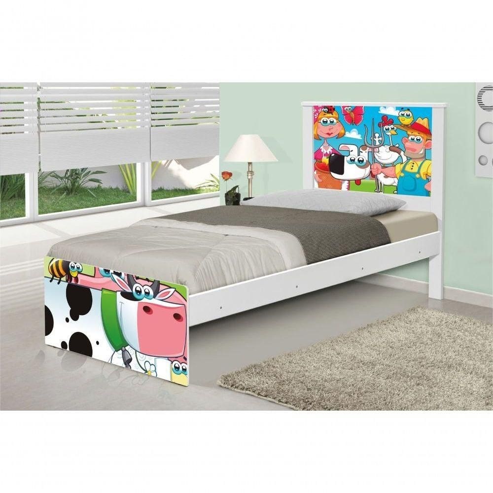 Cama Solteiro Adesivada Fazendinha Feliz