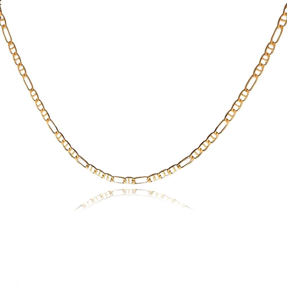 Colar Corrente Com Elos Sequenciados Folheado Em Ouro 18k [F027]