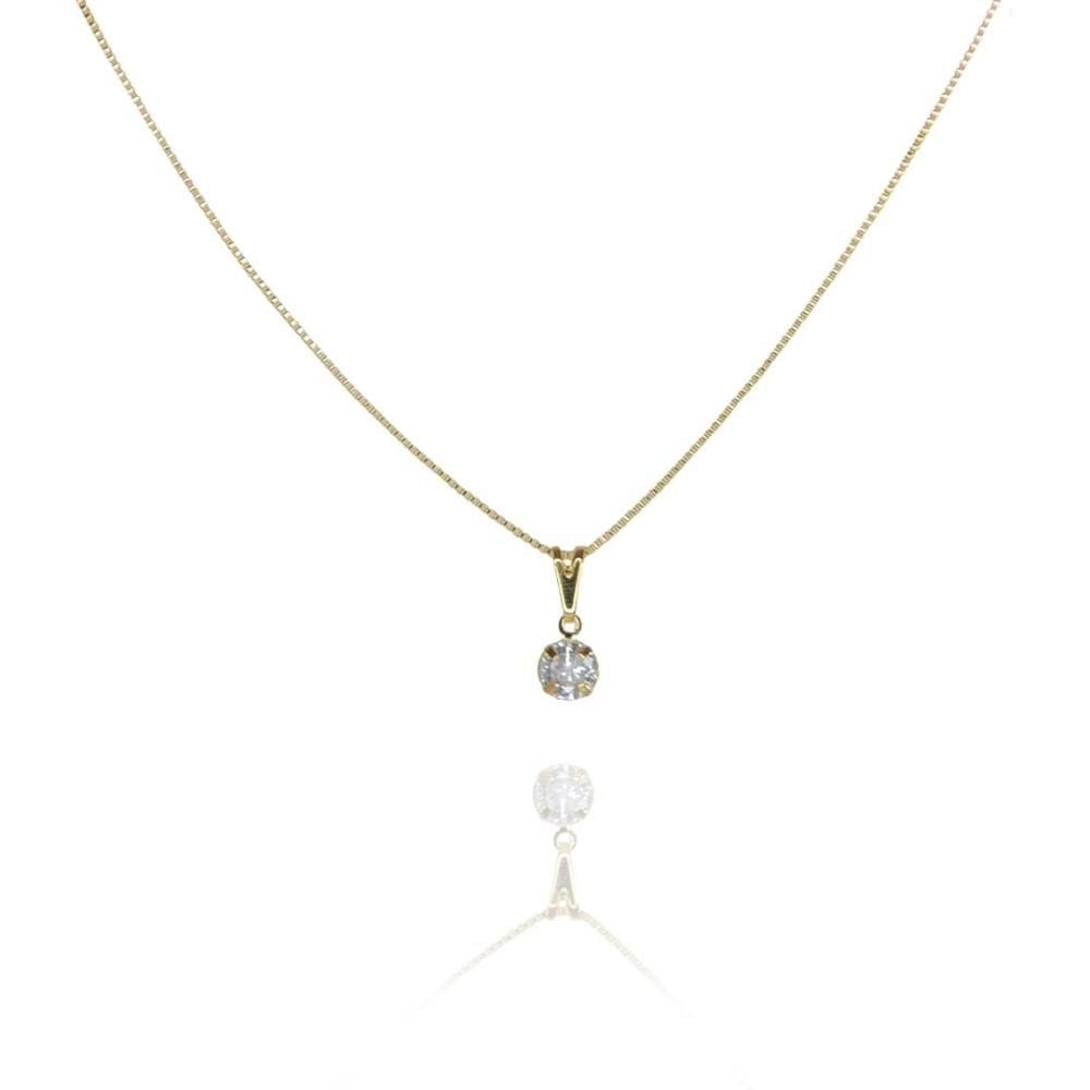 Colar Pingente Ponto De Luz Folheado A Ouro 18k [F027]