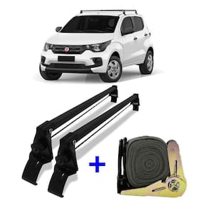 Rack de teto fiat mobi 16 até 19 bagageiro + 1 cinta catraca