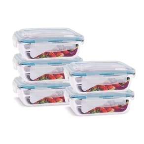 Conjunto 5 potes vidro hermético marmita mantimentos 640ml