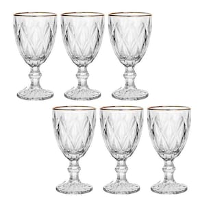 Conjunto de taças diamante clear com borda dourada 6pçs 300ml