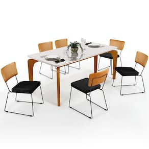 Mesa Capri 160cm Off White Com 6 Cadeiras B05 WhiChumbo