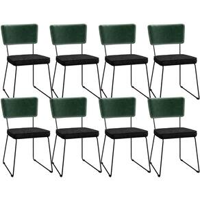Kit 08 Cadeiras L02 Facto Verde Musgo Linho Chumbo