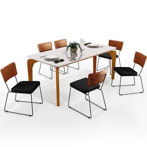 Mesa Capri 160cm Off White Com 6 Cadeiras B05 Camel Chumbo