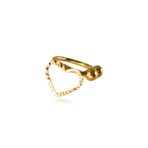 Piercing Fake Com Coração Folheado Em Ouro 18k [F027]