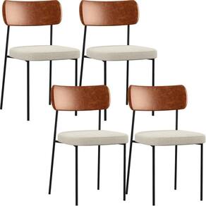 Kit 04 Cadeiras Sala De Jantar L02 Camel Champagne