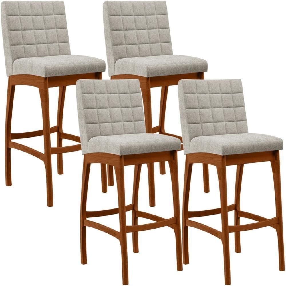 Kit 04 Banquetas Altas Cozinha B04 Bouclê Creme