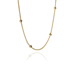 Pulseira Corrente Lisa Com Bolinhas Folheado Em Ouro 18k [F027]