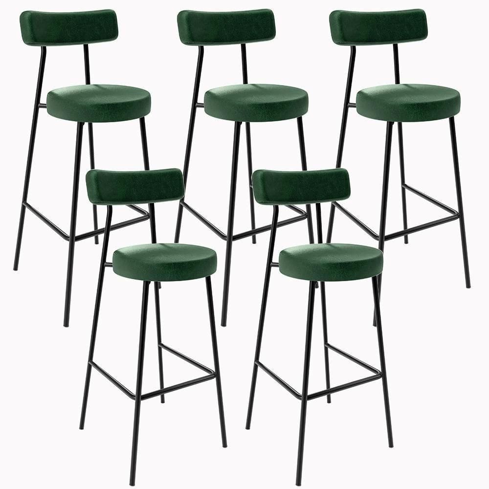 Kit 05 Banquetas Altas Estrutura Em Aço Milão Verde Musgo