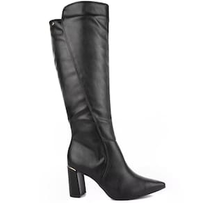 Bota Feminina Casual Cano Longo Bico Fino Salto Alto Tanara T8373