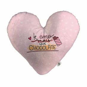 Almofada Coração Pelúcia Te Amo Mais Que Chocolate Namorados Tamanho:G