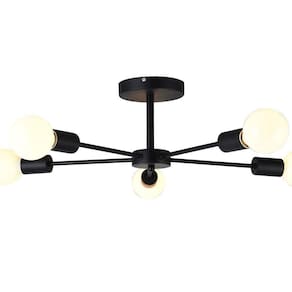 Plafon Taschibra Cyber Preto Para 5 Lâmpadas E27 Bivolt