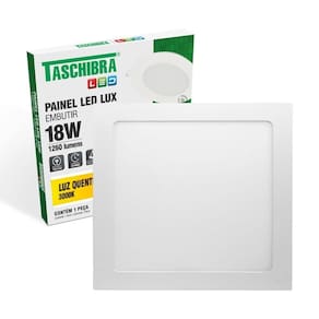 Painel De Led Quadrado Embutir 18w Bivolt Taschibra 3000k Luz Quente