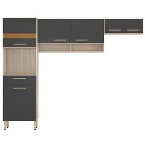 Cozinha Modulada Compacta 3 Peças Dama Avena/grafito