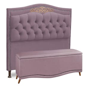 Cabeceira E Calçadeira Baú Box Casal Queen Size 160cm Rosê