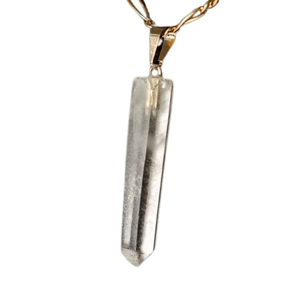 Colar Cristal Laser 35 a 40 mm Bruto Presilha e Pino Dourado